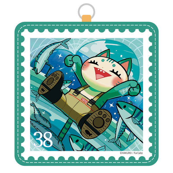 【10/13発売】 スタンプアニマル Fisherman Cat by HAKURO 合皮パスケース (4803612737588)