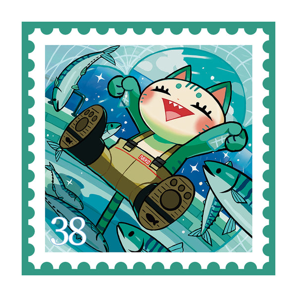 【10/23発売】 スタンプアニマル Fisherman Cat by HAKURO ハンドタオル (4803612901428)
