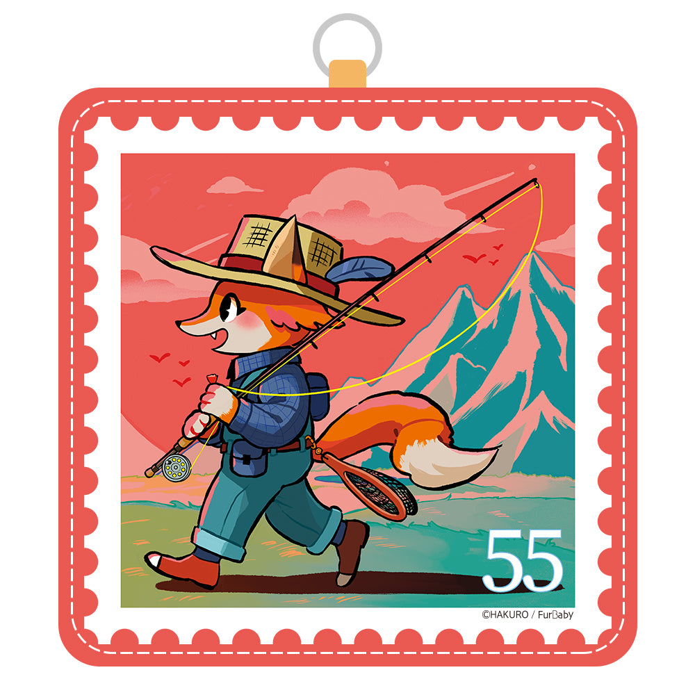 【10/13発売】 スタンプアニマル Fishing Fox by HAKURO 合皮パスケース (4803612934196)