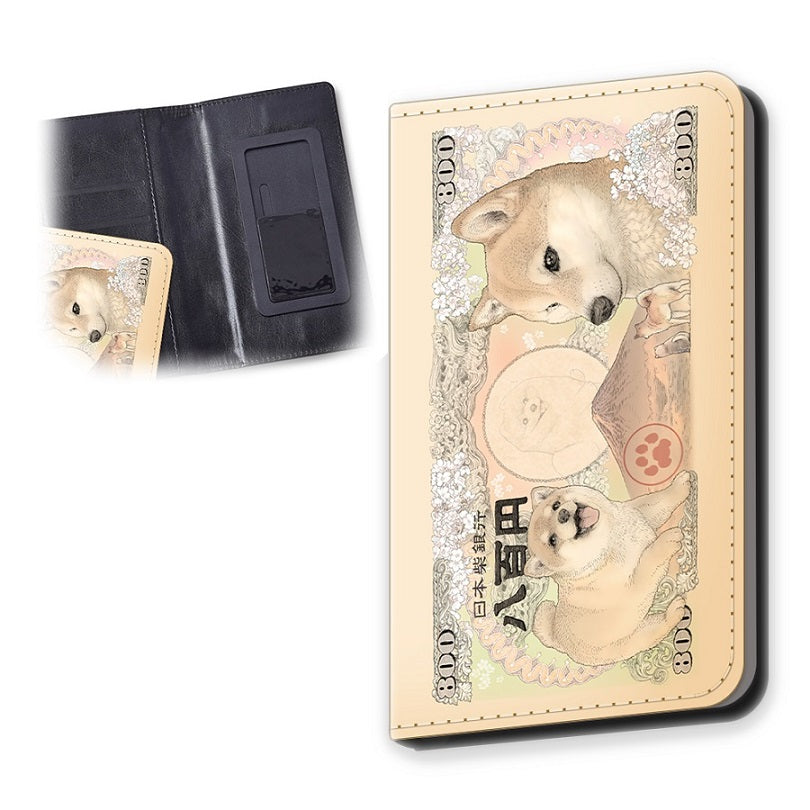 招福・柴犬紙幣 手帳型スマホケース (L) (4655270461492)